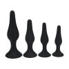 Slim Silicone Anal Plug Set of 4 - S/M/L/XL - Black